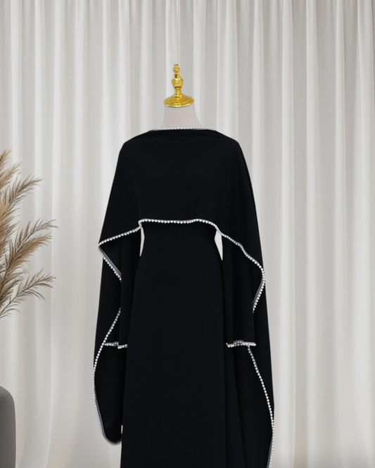 The Atelier Pearl Cape Dress - Black (DB158)