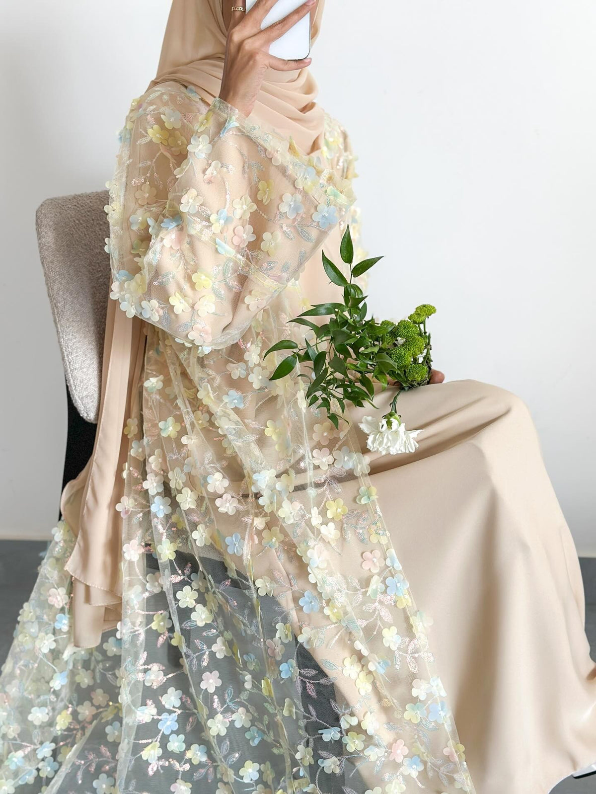 The Élan Floral Sequin Abaya Couture