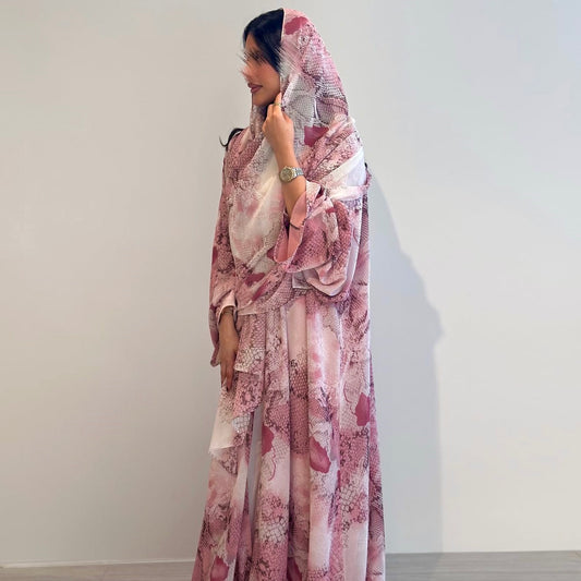 The Rosé Serpentine Abaya Set