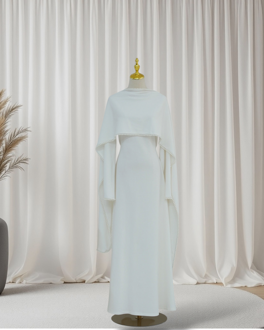 The Atelier Pearl Cape Dress - White (DW158)