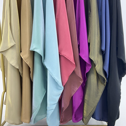 Bright Silk Satin Waist Abaya With Matching Hijab (EG120) - Elara Global