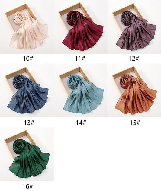 Island Satin Crepe Malaysian Bright Silk Scarf - Elara Global