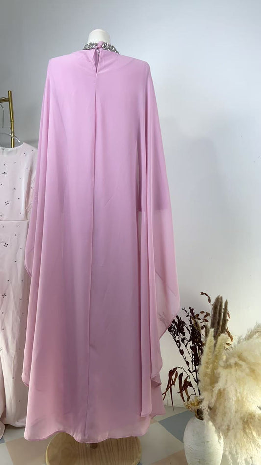 Luxe 2 - Piece Crystal Cape Dress (EG112) - Elara Global