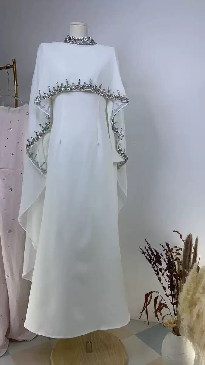Luxe 2 - Piece Crystal Cape Dress (EG112) - Elara Global