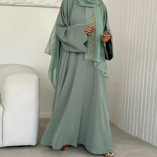 Rosette Floral Embroidered Abaya Set (EG143) - Ikah