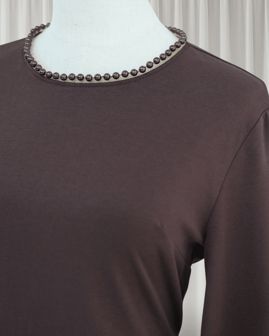 The Atelier Pearl Cape Dress - Dark Coffee(DC158) - Ikah