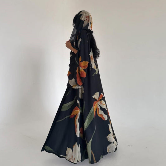 The Botanical Large Print Abaya Set (IA166) - Ikah