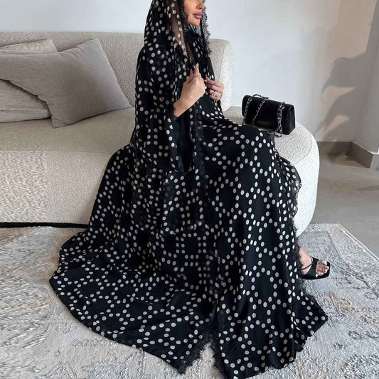 The Polka Dot Lace Abaya Set (EG148) - Ikah