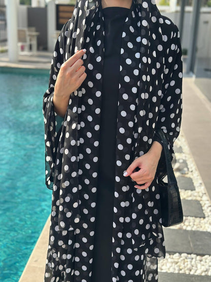 Zayna - Polka Dot Abaya Set (IA178)