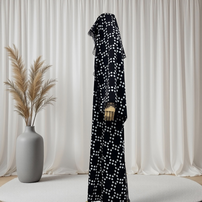 The Polka Dot Lace Abaya Set (EG148)