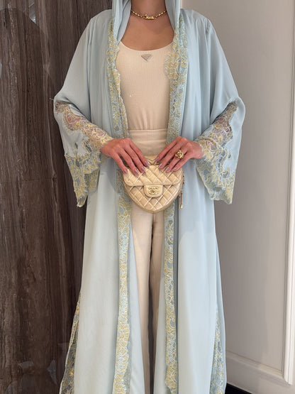 The Azure Élégance Abaya Set (IA184)