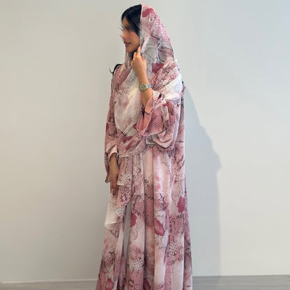 The Rosé Serpentine Abaya Set (IA190)