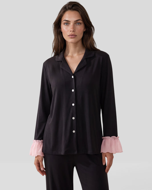 Ruffle Sleeved Pajama Set