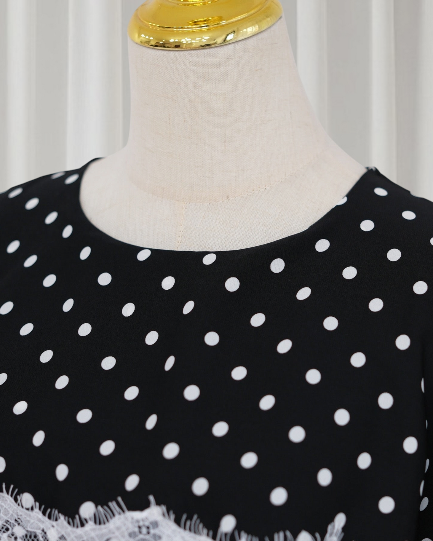 Sarah - Polka Dot Lace Cape Dress (ID167)