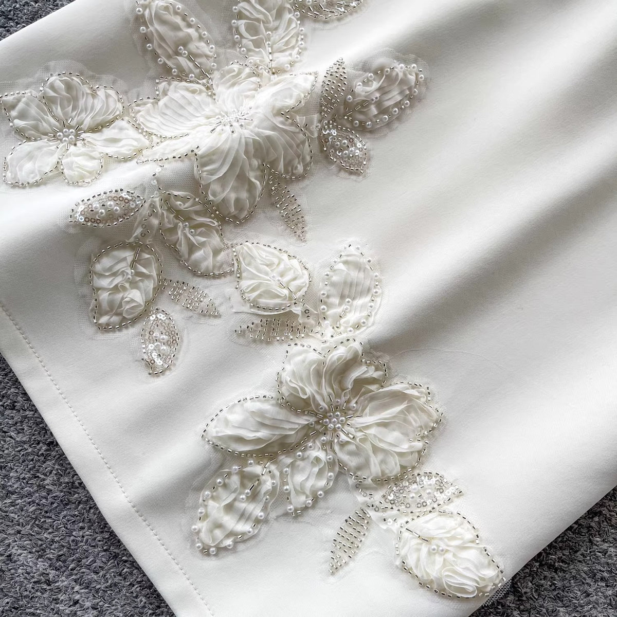 Élise Couture Embellished Peplum & Skirt Set – Ivory