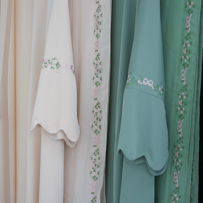 Rosette Floral Embroidered Abaya Set (EG143)