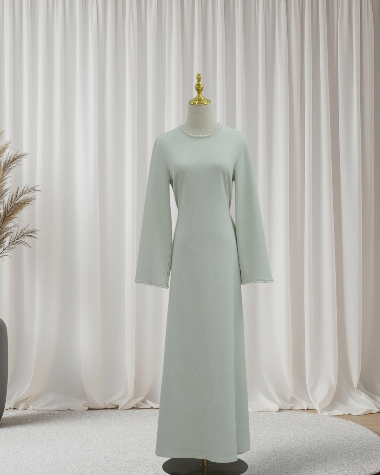 The Atelier Pearl Cape Dress -Sage Green (DG158)