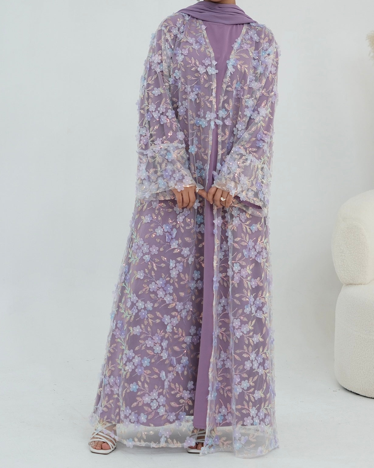 The Élan Floral Sequin Abaya Couture (IA189)
