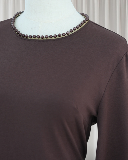 The Atelier Pearl Cape Dress - Dark Coffee(DC158)