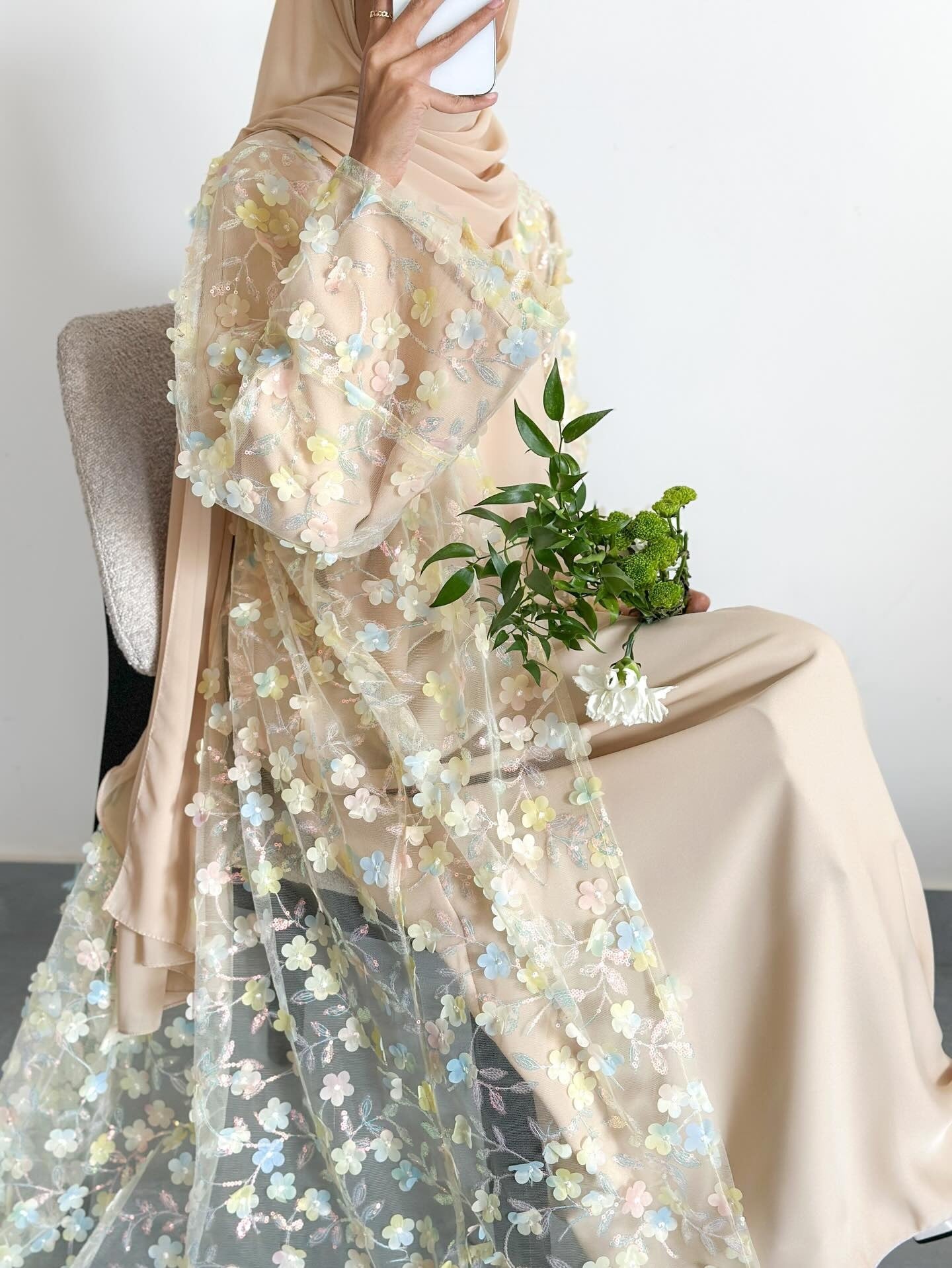 The Élan Floral Sequin Abaya Couture (IA189)
