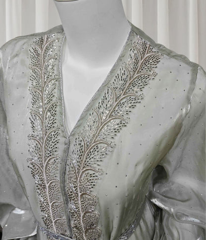 Ethereal rhinestoned Arabic Hand-Embroidered 2-piece Set