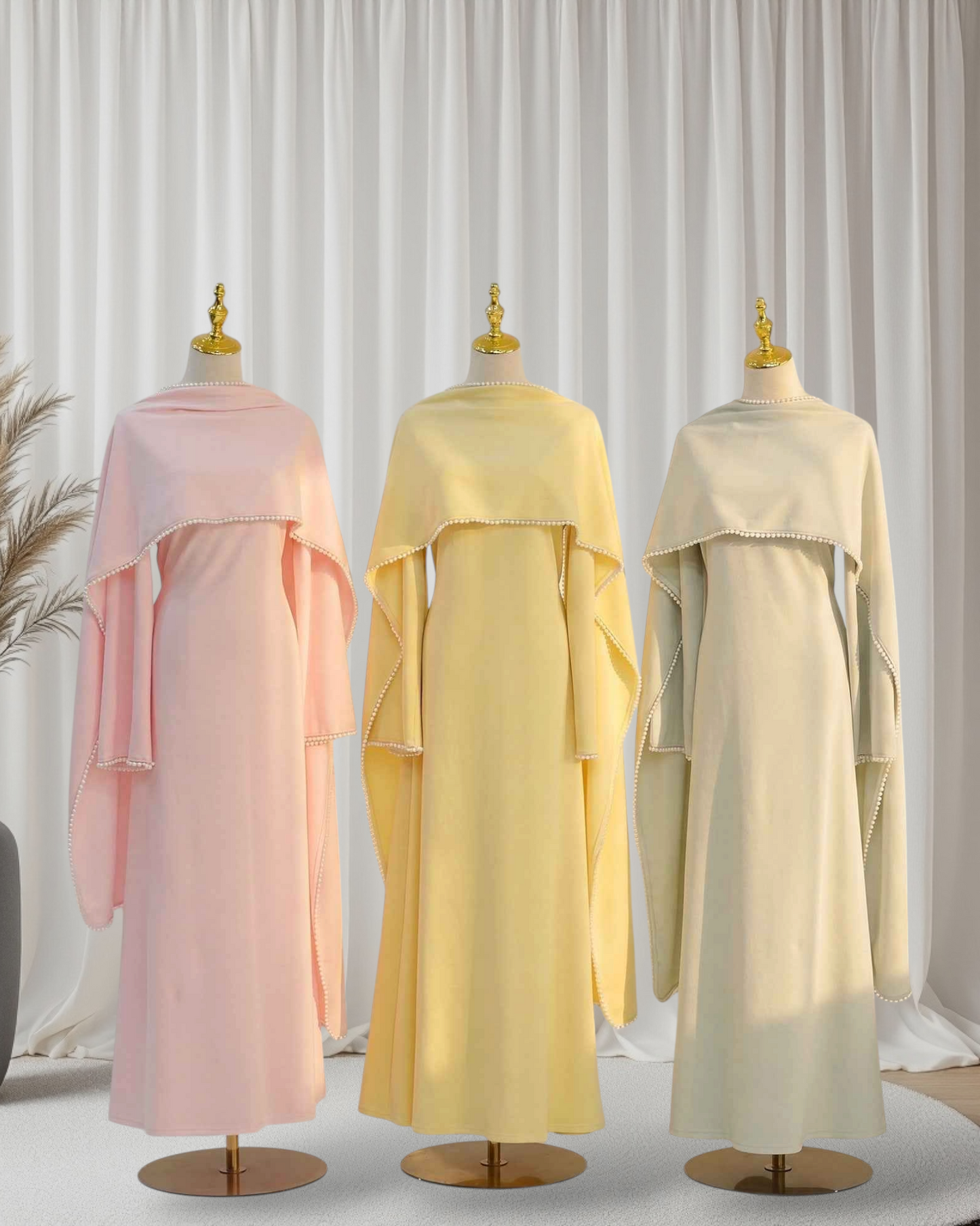 The Atelier Pearl Cape Dress - Yellow (DY158)