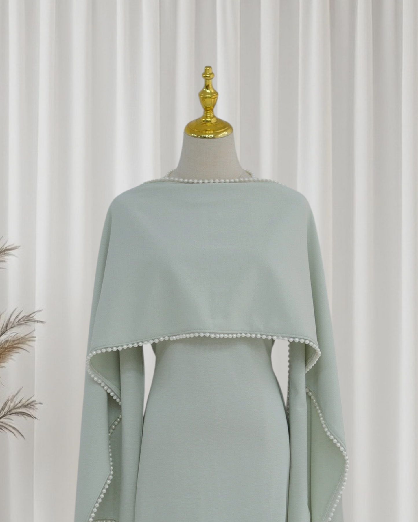 The Atelier Pearl Cape Dress -Sage Green (DG158)