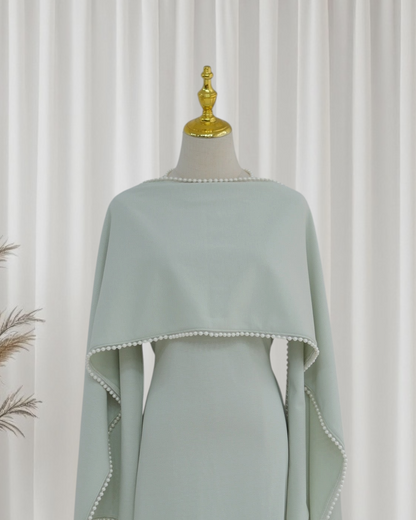 The Atelier Pearl Cape Dress -Sage Green (DG158)