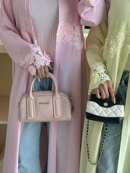 The Élise Lace-Trimmed Abaya Set (IA185)