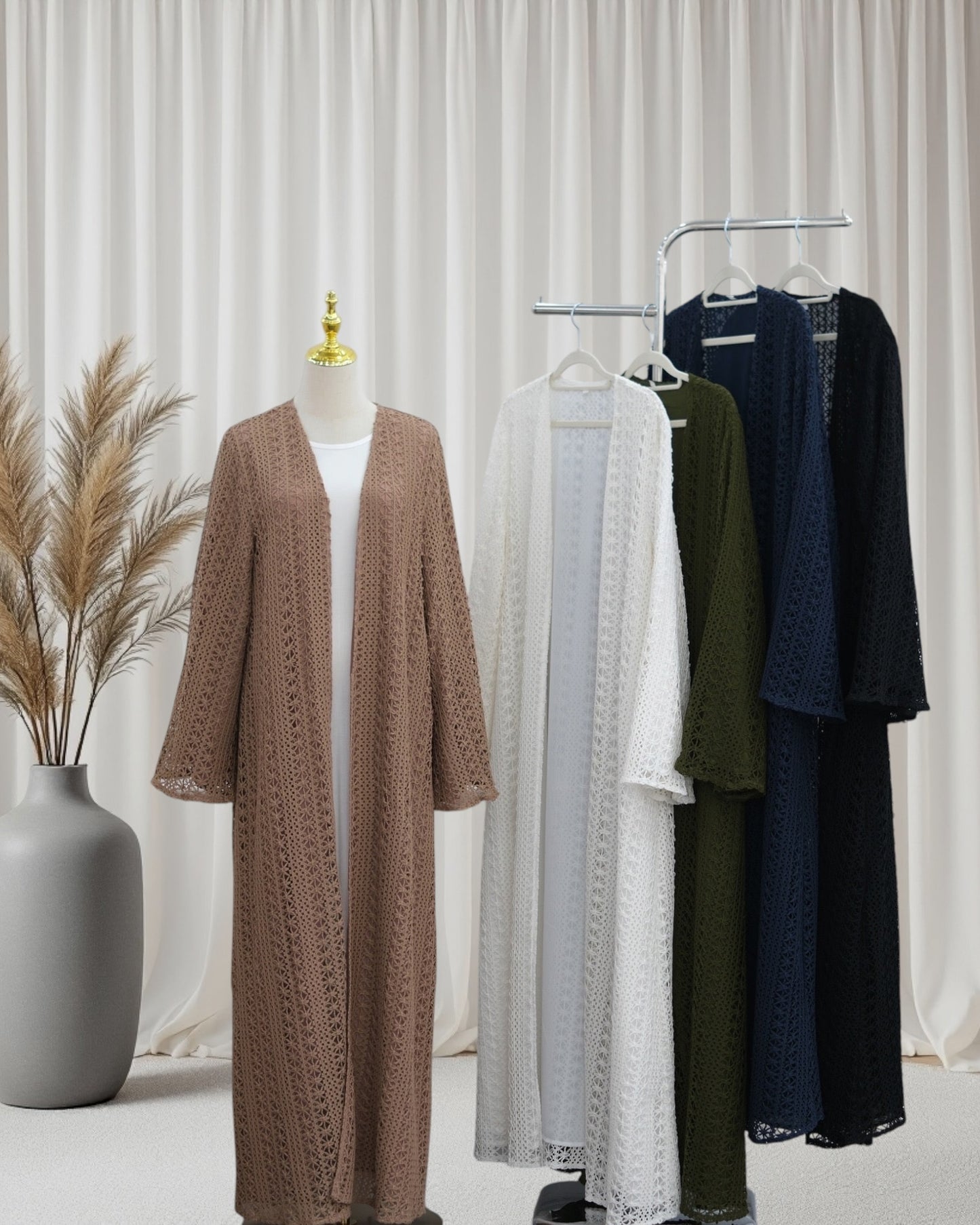 The Noire Mesh Abaya Set (IA187)