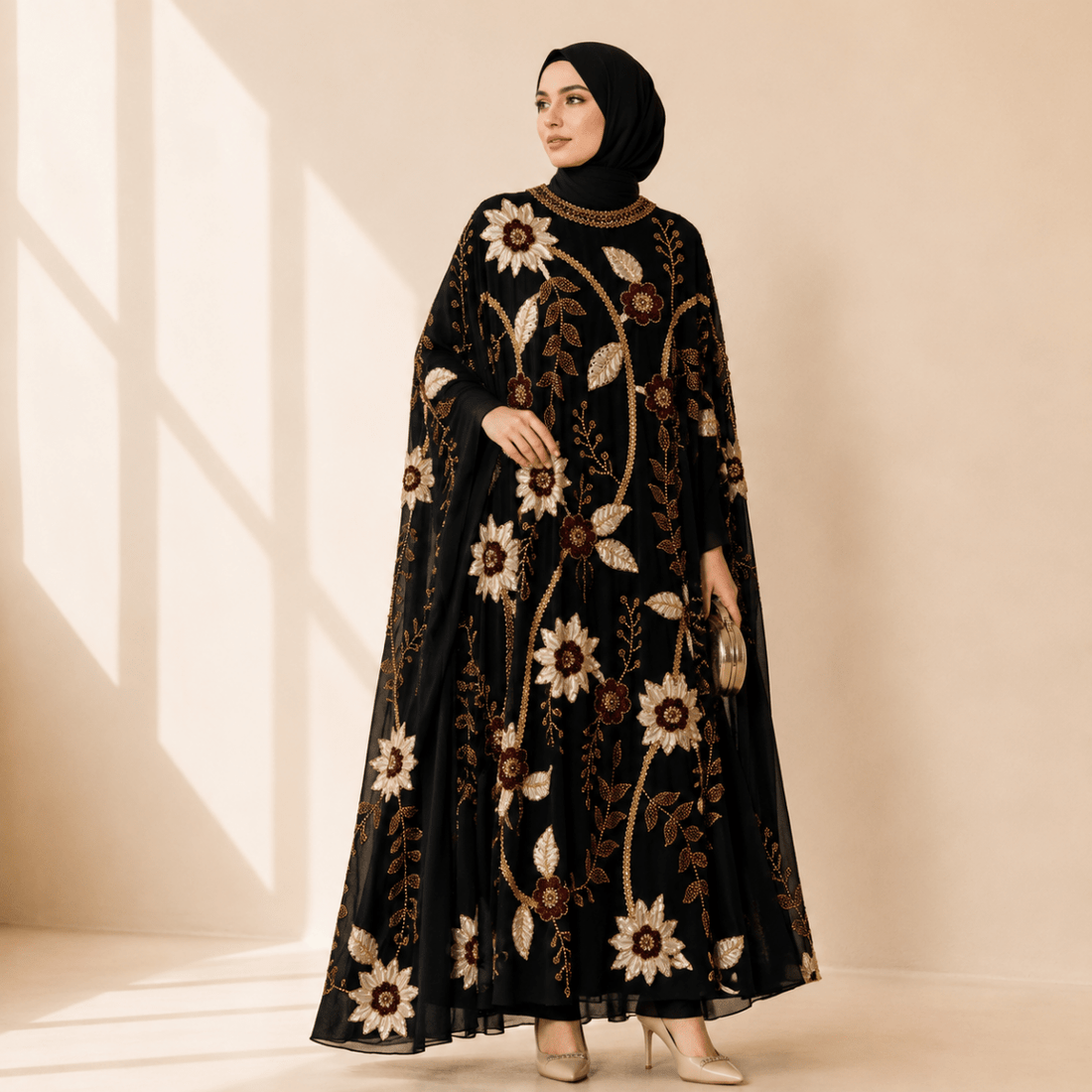 Hand-beaded Luxe Kaftan Abaya Dress