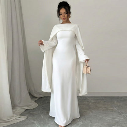 The Atelier Pearl Cape Dress - White (DW158)