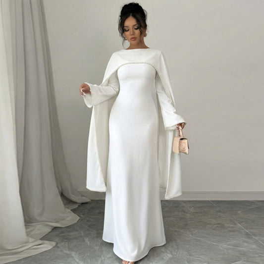 The Atelier Pearl Cape Dress - White (DW158)