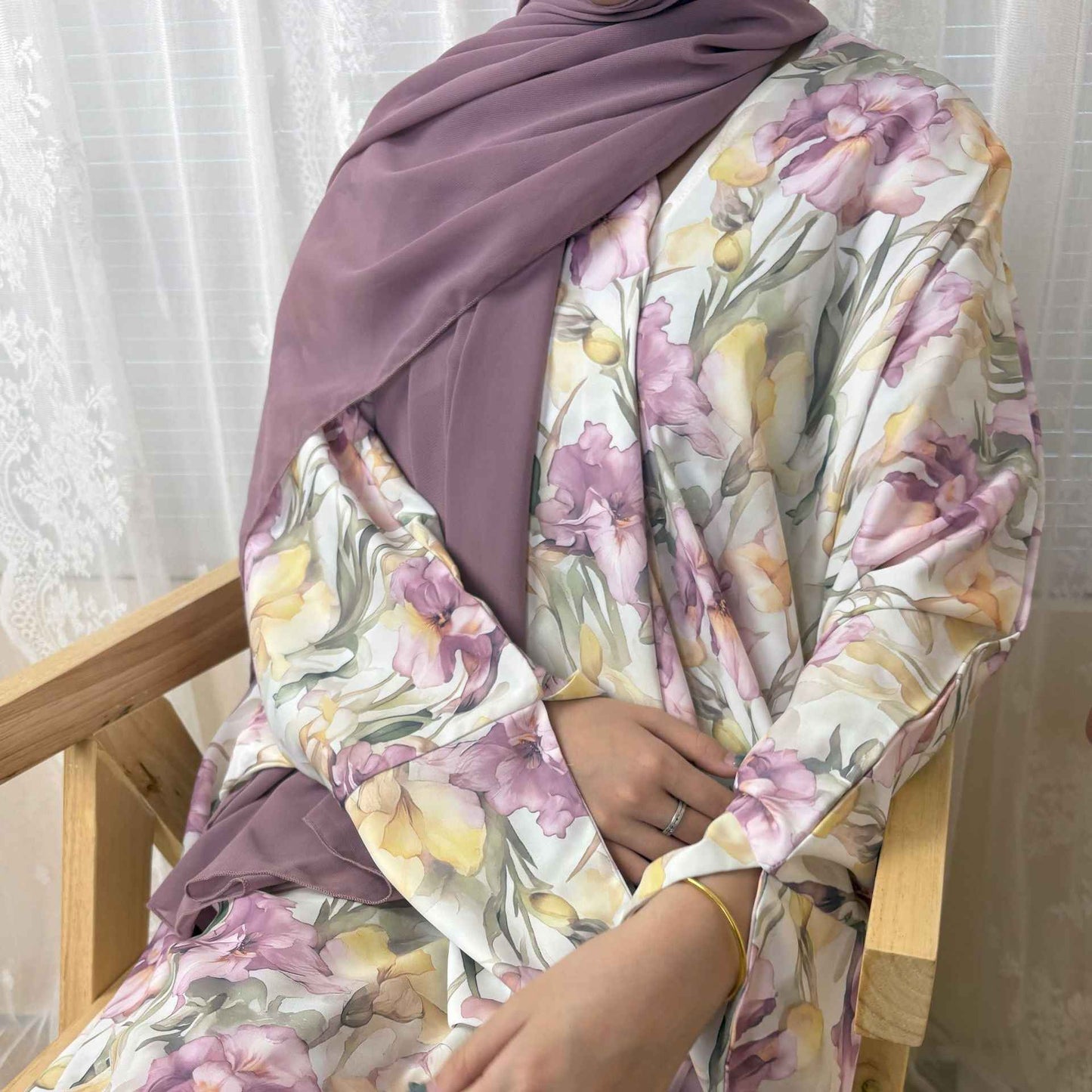 Banafsha - Floral Print Abaya Set (IA169)