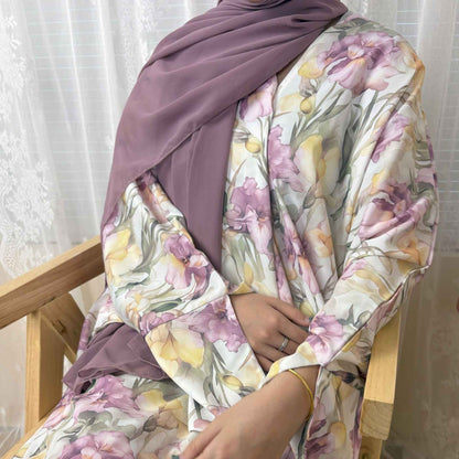 Banafsha - Floral Print Abaya Set (IA169)