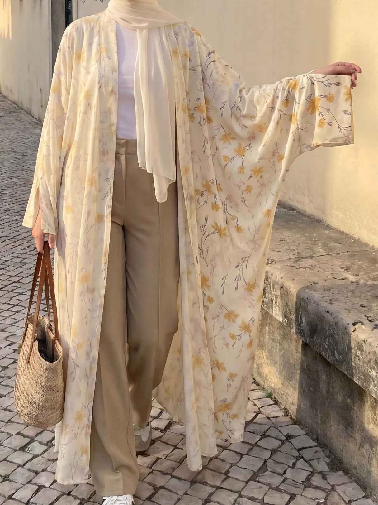Rayhana - Floral Print Abaya Set (IA172)