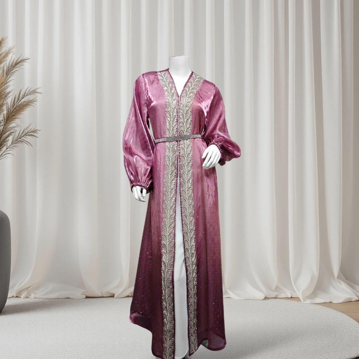 Ethereal rhinestoned Arabic Hand-Embroidered 2-piece Set