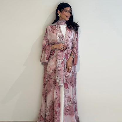 The Rosé Serpentine Abaya Set (IA190)