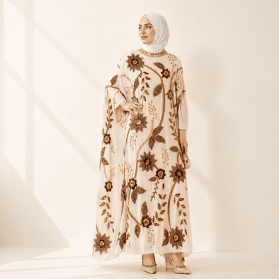 Hand-beaded Luxe Kaftan Abaya Dress