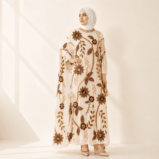Hand-beaded Luxe Kaftan Abaya Dress