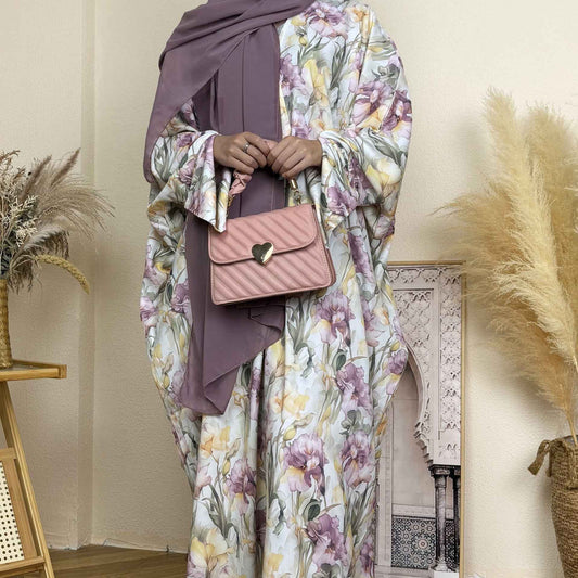 Banafsha - Floral Print Abaya Set (IA169)