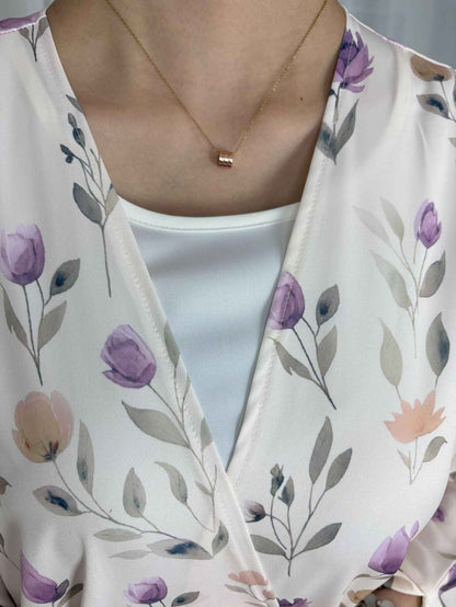 Rim - Floral Print Abaya Set (IA173)