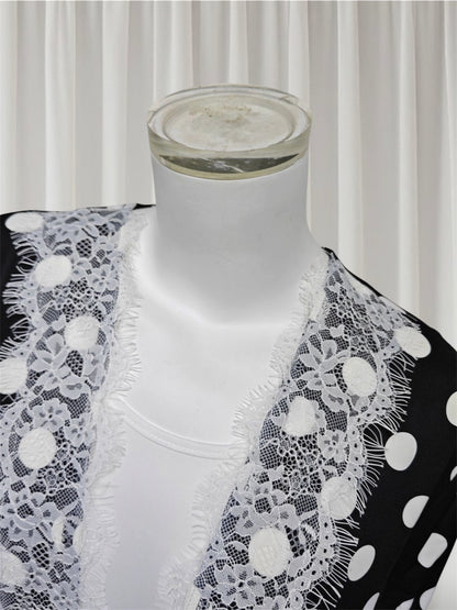 Iman - Polka Dot Lace Abaya Set (EG168)