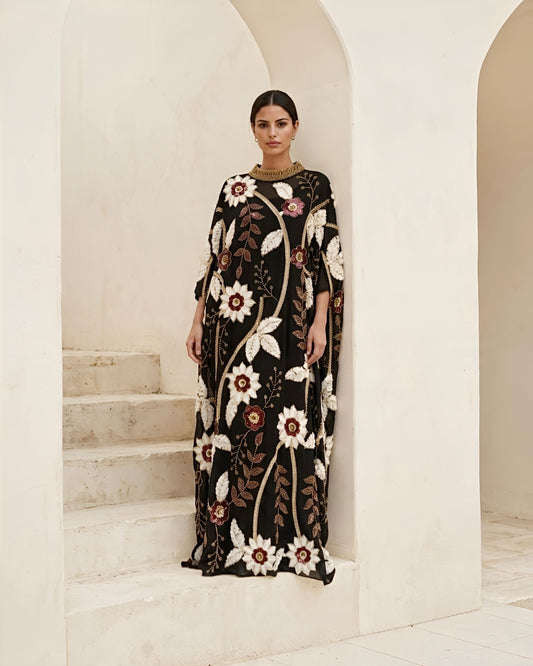 Hand-beaded Luxe Kaftan Abaya Dress