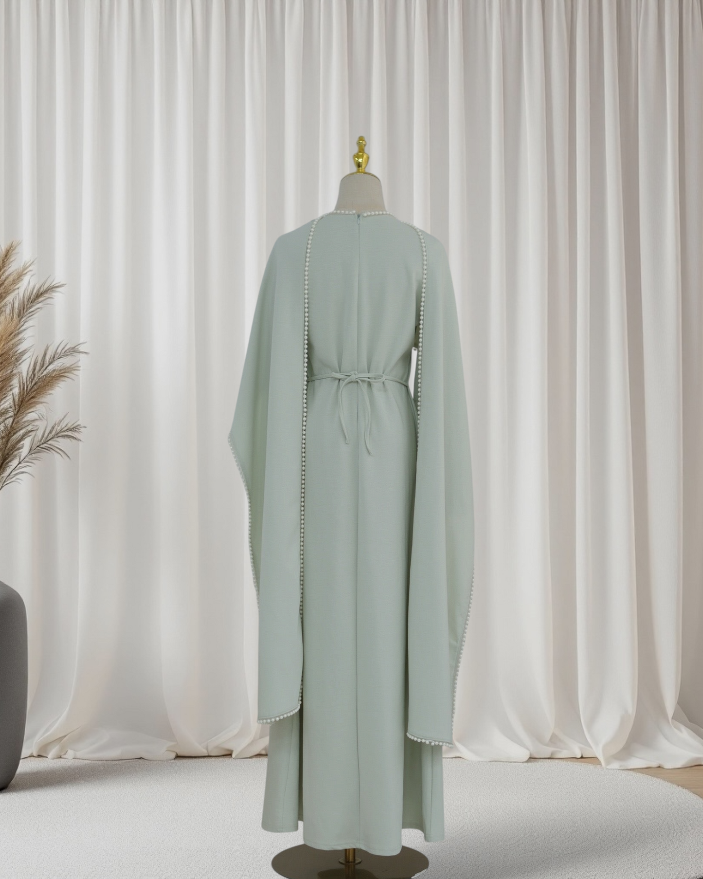 The Atelier Pearl Cape Dress -Sage Green (DG158)
