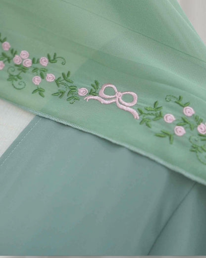 Rosette Floral Embroidered Abaya Set (EG143)