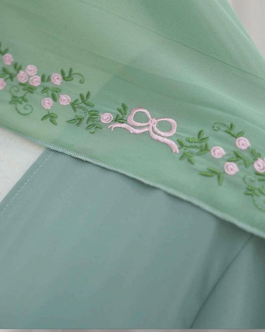 Rosette Floral Embroidered Abaya Set (EG143)