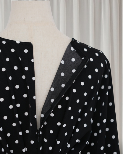 Sarah - Polka Dot Lace Cape Dress (ID167)