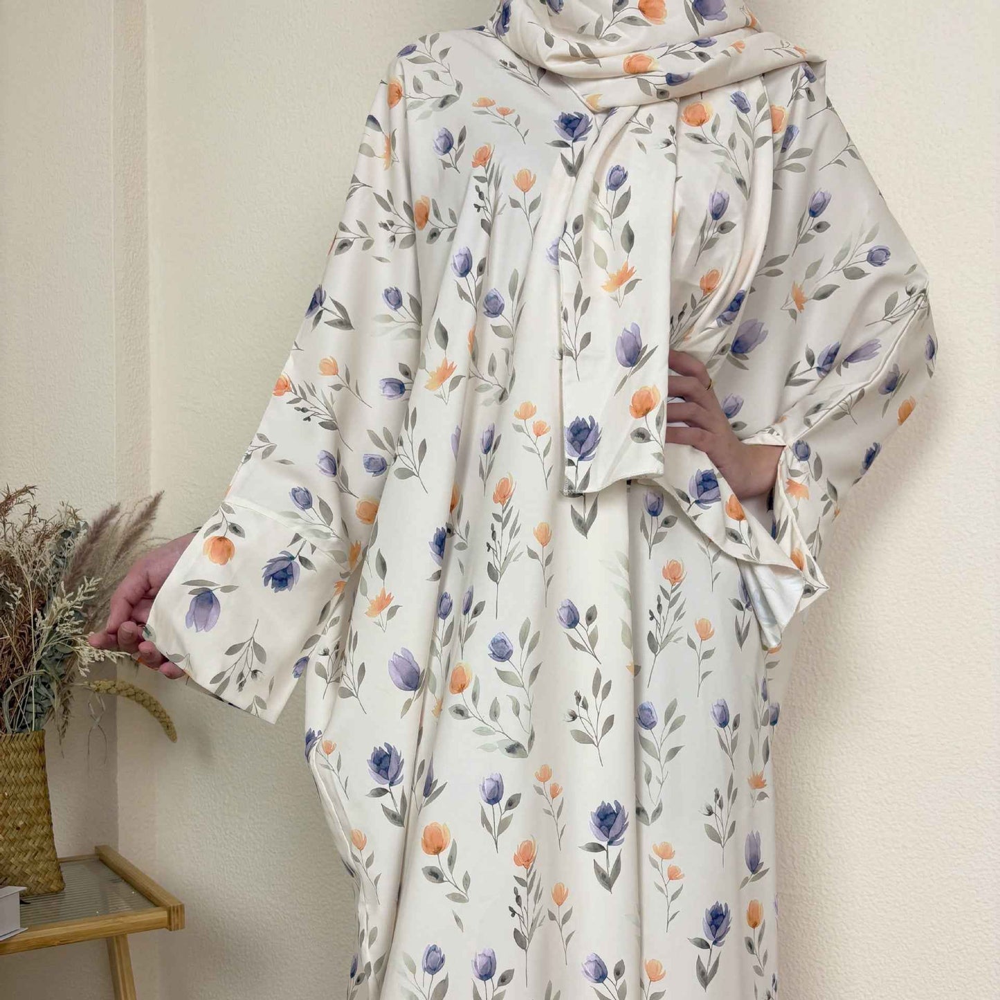Rawdah - Floral Print Abaya Set (IA170)