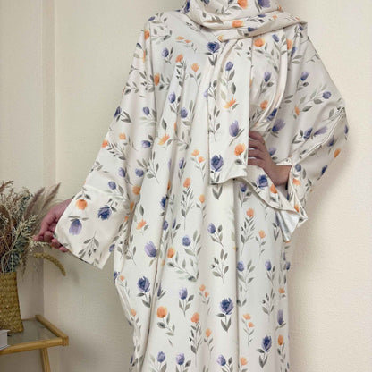 Rawdah - Floral Print Abaya Set (IA170)